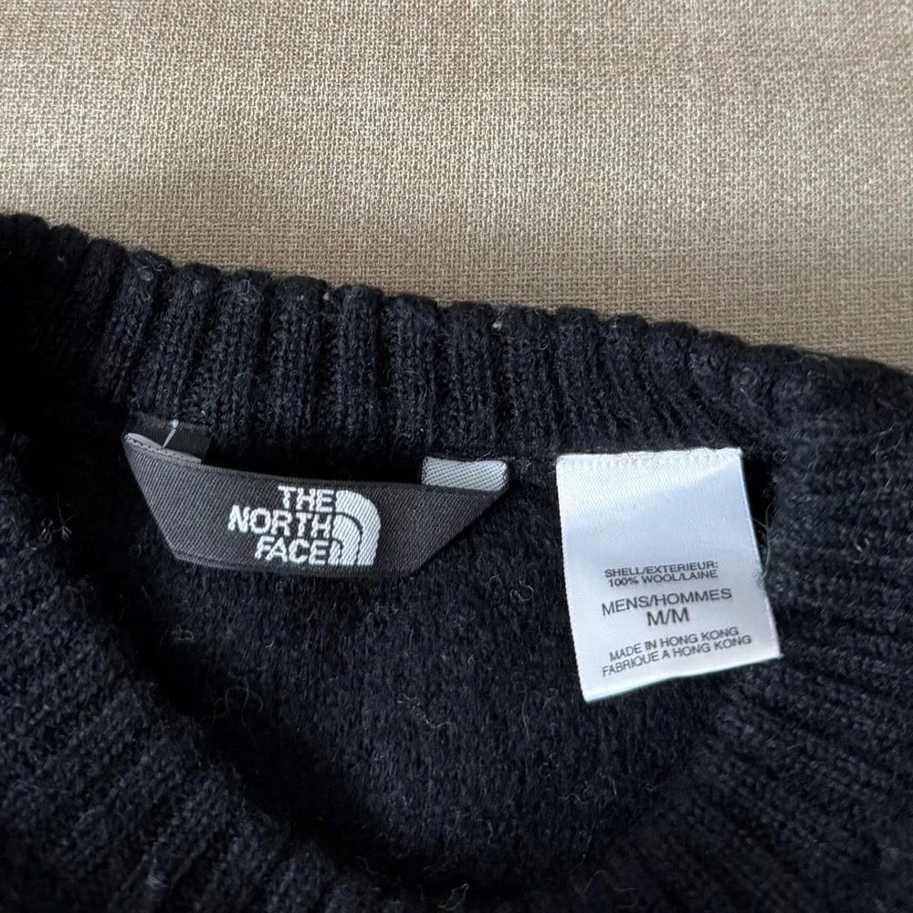Vintage 90s The North Face Wool Crewneck Sweater Mens Black Gray Colorblock